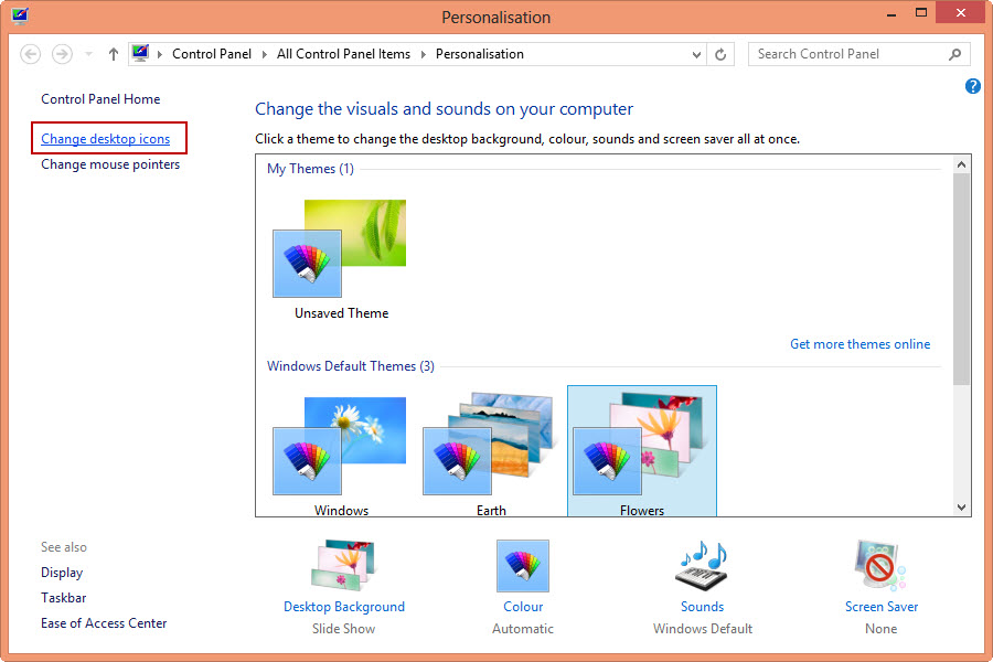 windows 8 add icons to desktop
